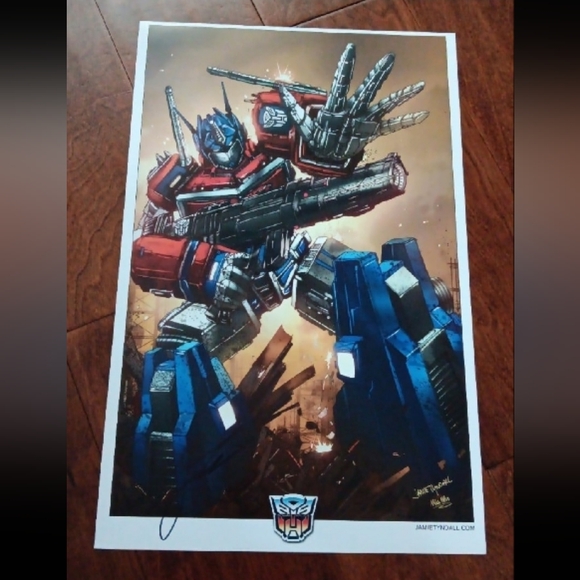 Transformers Optimus Prime Jamie Tyndall 11 X 17 Signed With COA Art Print - Picture 1 of 3